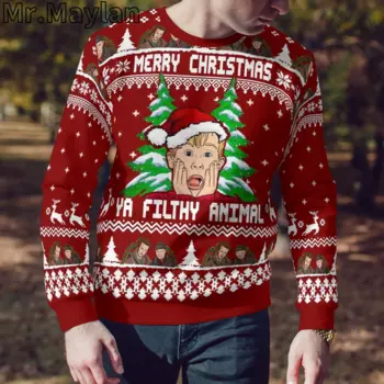 Счастливого Рождества 3D Свитшот смешная кавайная Толстовка уродливый Рождество Харадзюку пуловеры аниме хип-хоп Уличная одежда мужская Толстовка