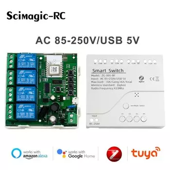 Scimagic-RC Tuya Zigbee 3.0 4-канальный модуль интеллектуального переключателя