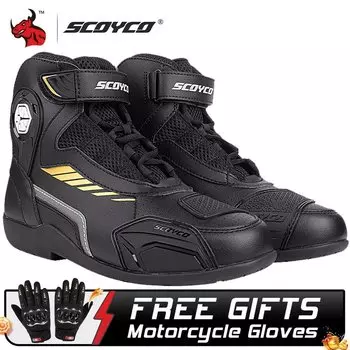 SCOYCO/летние мотоциклетные ботинки Botas Moto из микрофибры, кожаные ботинки для мотокросса, гоночные ботинки для бездорожья, обувь для езды на мотоцикле, мужские ботинки