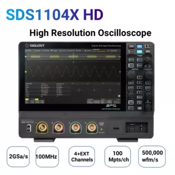SDS1104X-HD 4-канальный осциллограф, цифровой профессиональный генератор сигналов 100 МГц 10,1 дюйма, 2 Гвыб/с, 12-битный инструмент высокого разрешения