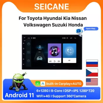 Seicane 2Din Android 11 универсальный автомобильный радиоприемник GPS для NISSAN TOYOTA KIA VW Hyundai Suzuki Honda RAV4 SUNNY YARIS COROLLA VIOS