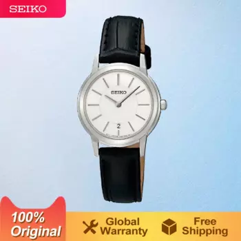 SEIKO-Quartz Pair Series SXB425J1 Женские кварцевые часы Черные наручные из воловьей кожи Нежные женские часы 50 метров Водонепроницаемые