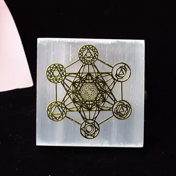 Селенит, кристалл Рейки, квадратный диск, RYCRYSTAL