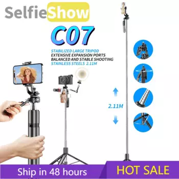 Selfieshow C07 2,11 м сбалансированный стабильный штатив для стрельбы с Bluetooth, штатив для селфи-палки, стабилизатор Tripe, подставка для сотового телефона