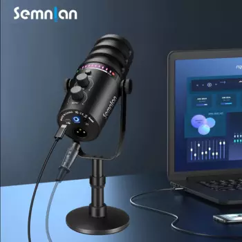 SEMNLAN LM10 Динамический микрофон для записи подкастинга, игровой микрофон для потокового передачи компьютера с кнопкой отключения звука внутри разъема для наушников