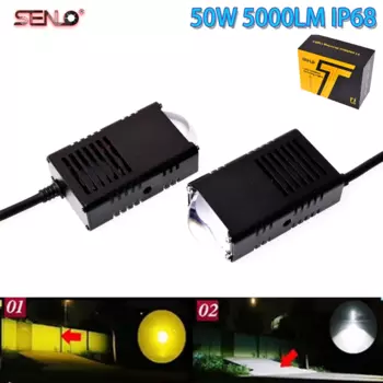 SENLO Новый T1Plus 12 В 100 Вт двухцветная фара с синими линзами, автомобильный бампер, светодиодный противотуманный фонарь дальнего света, двухцветные мотоциклетные фары