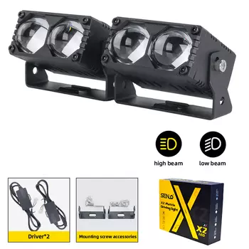 Senlo X2 Plus 1 комплект, желтый, белый свет, вспомогательные автомобильные фары, 12 В-24 В, водонепроницаемые, IP68, светодиодные прожекторы, светодиодные фонари для мотоцикла
