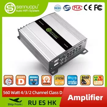 Sennuopu M70.4 Мини-мощный автомобильный аудио низкочастотный усилитель Автомобильный усилитель звука 2Ch 12V Box 4-канальный стереоусилитель класса D для автомобиля
