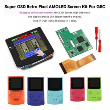 Сенсорный ламинированный большой экран GBC OLED, большой экран в стиле ретро, простой в установке, для GBC GameBoy, цвет с оболочкой