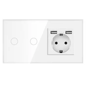 Сенсорный выключатель с розеткой JING HUA JING CHENG