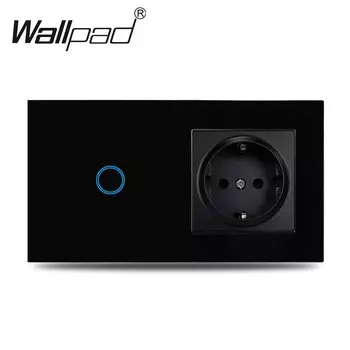 Сенсорный выключатель Wallpad черный стекло 1 группа