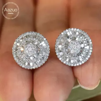 Серьги-гвоздики Aazuo женские из белого золота, 18 К