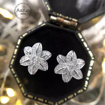 Серьги-гвоздики Aazuo женские из белого золота, 18 К