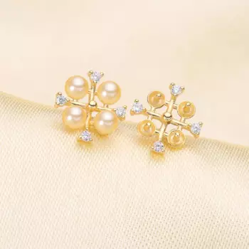 Серьги-гвоздики из серебра 925 пробы с жемчугом, 2 цвета