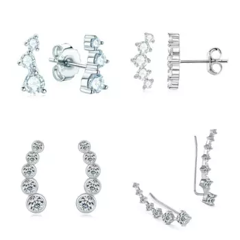 Серьги-гвоздики женские из серебра 3/5 пробы с Луной