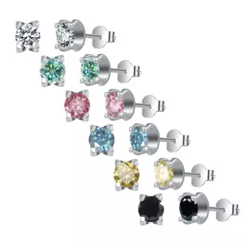 Серьги-гвоздики женские круглые разноцветные из серебра 925 пробы, 5 мм