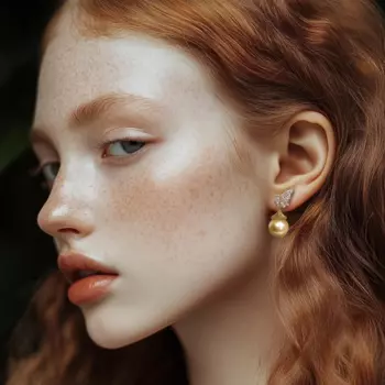 Серьги из циркония с жемчугом и бабочкой