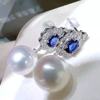 Серьги из серебра 925 пробы с жемчугом 10-11 мм