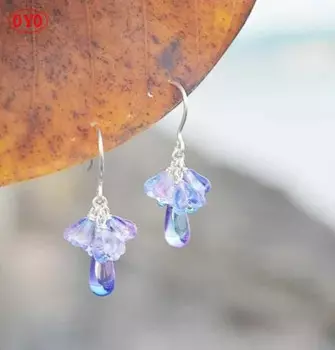 Серьги из серебра 925 пробы с кристаллами лаванды