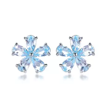 Серьги из серебра 925 пробы с синим топазом