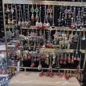 Серьги из серебра 925 пробы, с агатом, 5 шт./лот