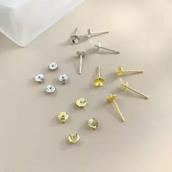 Серьги из серебра пробы с золотым покрытием, 4 а