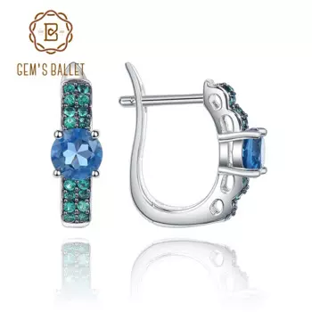 Серьги-Клипсы из серебра 925 пробы с голубым топазом