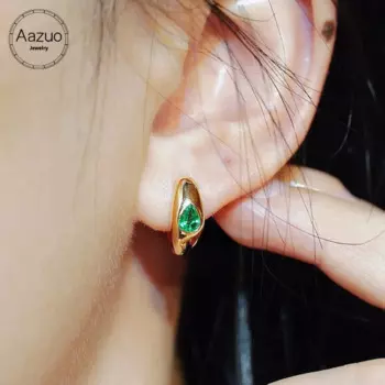 Серьги-кольца Aazuo женские из желтого золота, 18 К