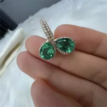 Серьги с изумрудом, 9 к/14 К/18 К