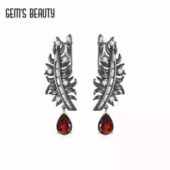 Серьги женские из серебра 925 пробы с перьями