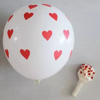 Сердечные шары BTRUDI красные и белые 12 дюймов