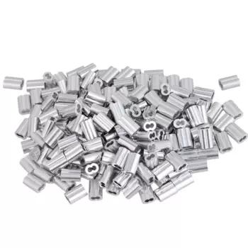Серебристая алюминиевая крышка M1.5 с двойным отверстием для 5 мм троса, 200 шт.