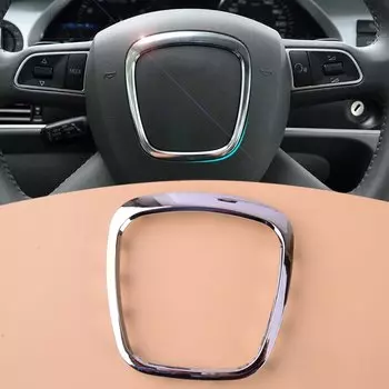 Серебристая эмблема рулевого колеса с логотипом, рамка с отделкой для Audi A4 S4 B7 B8 A5 S5 A6 C6 Q5 Q7 2008 2009 2010