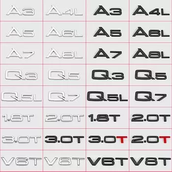 Серебристая/черная Эмблема багажника автомобиля значок наклейки для Audi SLine Q3 Q5 Q7 RS3 RS4 A3 A4 B5 B7 B9 A5 A6 C5 C6 C7 A7