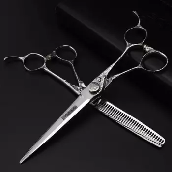 Серебристые 6-дюймовые Японские Стальные ножницы 440C для волос парикмахерские профессиональные ножницы для стрижки волос и филировочные ножницы