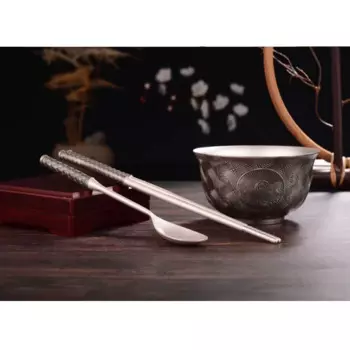 Серебряная чаша из серебра 999 пробы, двойная изоляция, серебряная посуда, снежинка, искусственная ложка, набор посуды, подарок для дома