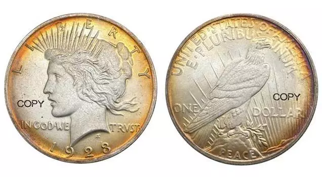 Серебряная копия монеты США 1 доллар 1923 года