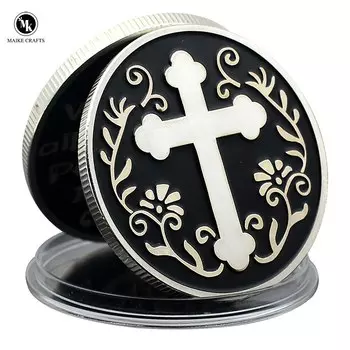 Серебряная монета с крестом olevo