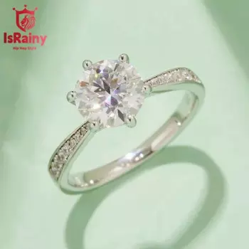 Серебряное кольцо с бриллиантом, 8 мм, 4 цвета