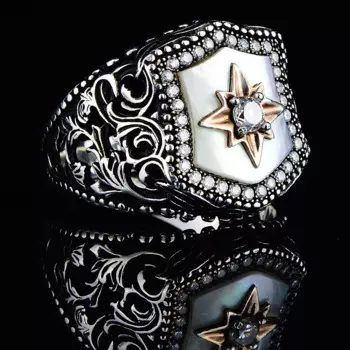 Серебряное перламутровое кольцо с драгоценным камнем, серебряное мужское кольцо, искусственное серебряное мужское кольцо ручной работы,