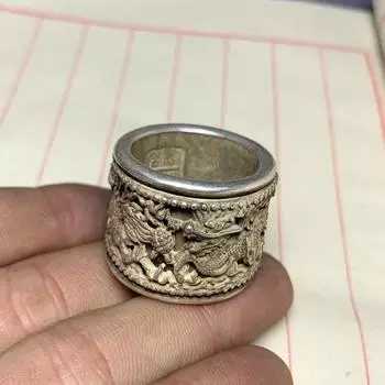 Серебряное рельефное кольцо или кулон Kylin