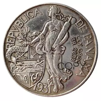 Серебряные копии монет Панама, Бальбоа (1931, 1934, 1947), набор из 3 штук