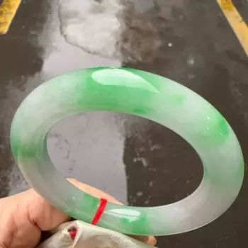 Сертифицированный натуральный бирманский светло-зеленый браслет AA 55 мм