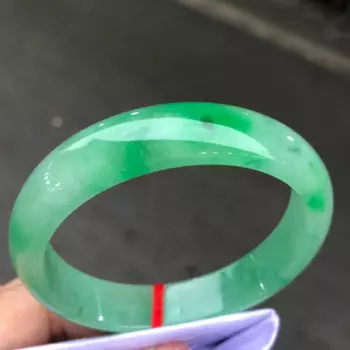 Сертифицированный натуральный высокий ледяной AA бирманский зеленый нефритовый браслет 60 мм