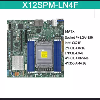 Серверная материнская плата для Supermicro LGA-4189 DDR4-3200MHz M-ATX C621P 12V DC X12SPM-LN4F