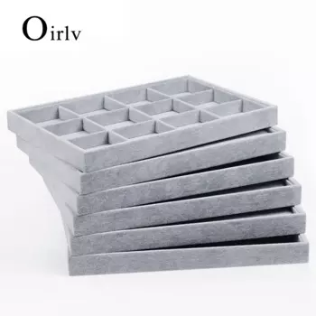 Серые подносы для ювелирных изделий Oirlv, вельветовый демонстрационный поднос для ювелирных изделий, бархатный серый поднос для ювелирных изделий, органайзер, большой бархатный Органайзер