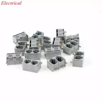 Серый 2-портовый разъем RJ12 6P6C, 6 круглых контактов, сетевой разъем Ethernet PCB, серый