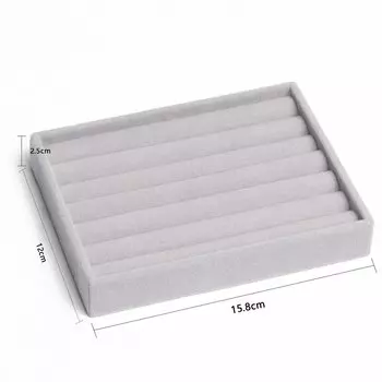 Серый Бархатный Лоток Для Хранения Ювелирных Изделий, Портативный Держатель Для Колец, Органайзер Для Сережек И Ожерелья