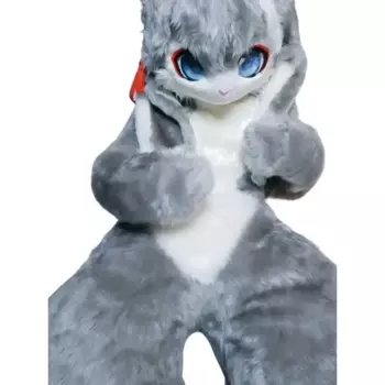 Серый кролик, кошка, лиса, пушистый костюм, костюмы для подростков, Детский пушистый костюм на заказ