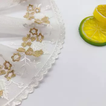 Сетчатая вышивка см ширина, золотая нить, цветок, роза, тюль, ткань, кружево, «сделай сам», свадьба, Лолита, одежда, аксессуары для одежды